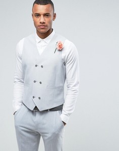 Серый жилет скинни с принтом на подкладке ASOS Wedding - Серый