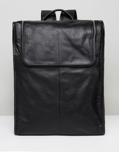 Черный кожаный рюкзак на молнии сверху ASOS - Черный