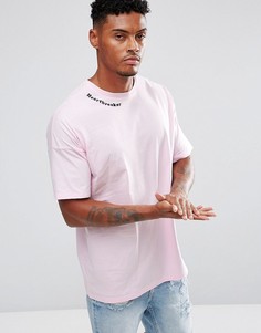 Свободная футболка с вышивкой ASOS - Розовый