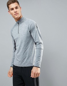 Серый спортивный свитшот с молнией до середины груди Reebok BR2051 - Серый