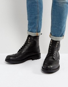 Кожаные ботинки броги Walk London Sean - Черный