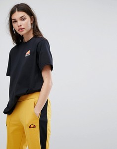 Oversize-футболка бойфренда с выбеленным логотипом Ellesse - Черный