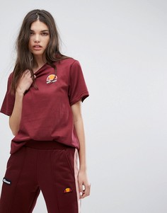 Oversize-футболка бойфренда с выбеленным логотипом Ellesse - Красный