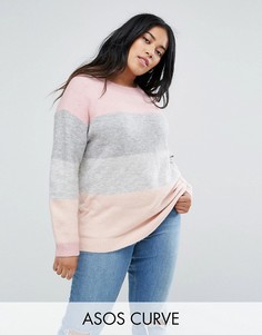 Джемпер в широкую полоску ASOS CURVE - Розовый