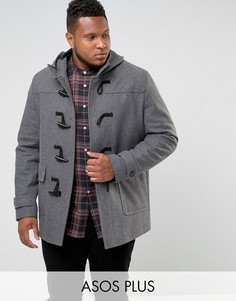 Светло-серое пальто с добавлением шерсти ASOS PLUS - Серый
