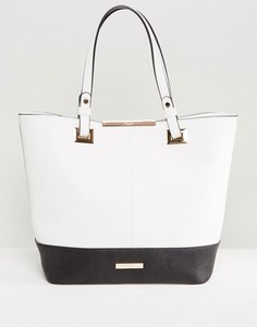 Черно-белая сумка-шоппер в стиле колор блок Dune - Белый