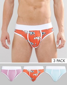 Комплект из 3 пар трусов с принтом ASOS - СКИДКА - Розовый