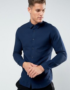 Узкая фактурная рубашка Selected Homme - Темно-синий