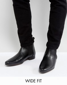 Черные кожаные ботинки челси для широкой стопы ASOS - Черный