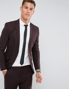 Бордовый приталенный пиджак в клетку Selected Homme - Красный