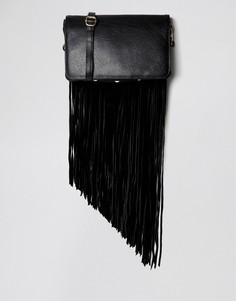 Кожаная сумка с бахромой Urbancode - Черный