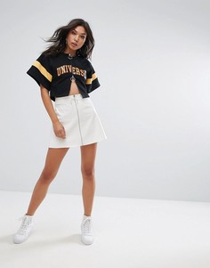 Трапециевидная мини-юбка с кольцом на собачке молнии PrettyLittleThing - Белый