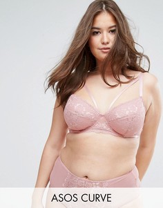 Кружевной бюстгальтер на косточках с формованными чашечками ASOS CURVE Florence - Розовый