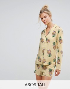 Пижамный комплект с шортами с принтом ананасов ASOS TALL - Мульти