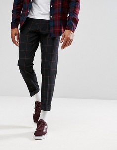 Темно-синие укороченные брюки скинни в клетку ASOS - Темно-синий