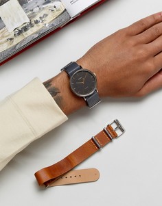 Часы со сменными кожаными ремешками коричневого/черного цвета Timex Fairfield - Рыжий