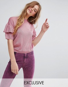 Джемпер с оборками на рукавах Monki - Розовый