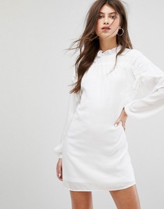 Свободное платье с длинными рукавами и сборками Fashion Union - Белый
