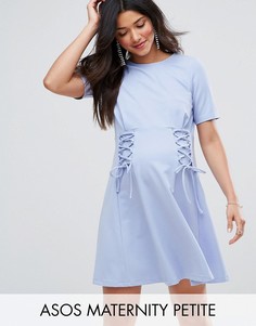 Короткое приталенное платье со шнуровкой ASOS Maternity PETITE - Синий