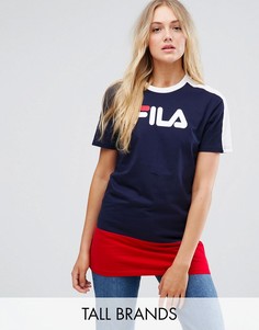 Длинная футболка колор блок с логотипом Fila Tall - Мульти