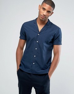 Рубашка узкого кроя с короткими рукавами и кубинским воротником Esprit - Темно-синий