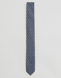 Узкий галстук с синим геометрическим принтом ASOS - Синий