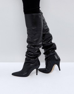 Кожаные ботфорты ASOS KLARA - Черный