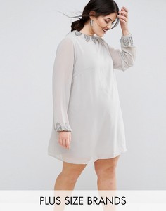 Платье-туника с декоративной отделкой Lovedrobe Luxe - Серый