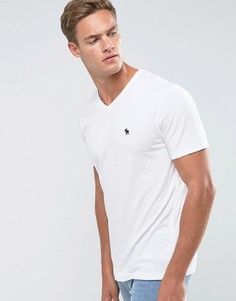 Белая футболка с V-образным вырезом и логотипом Abercrombie & Fitch - Белый