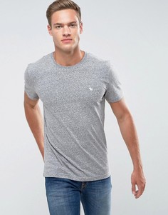Серая облегающая футболка с круглым вырезом и логотипом Abercrombie & Fitch - Серый