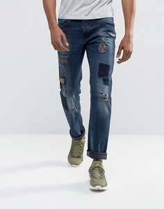 Темные джинсы слим с нашивками Blend Twister - Темно-синий