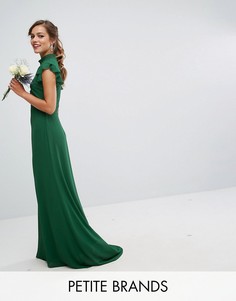 Облегающее шифоновое платье макси с расклешенными рукавами TFNC Petite WEDDING - Зеленый