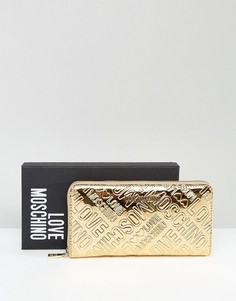 Золотистый кошелек с логотипом Love Moschino - Золотой
