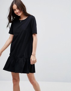 Платье-футболка мини с асимметричным краем ASOS - Черный