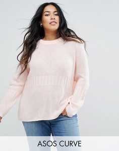 Джемпер оверсайз с отделкой в рубчик ASOS CURVE - Розовый