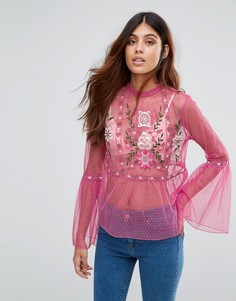 Блузка с вышивкой Miss Selfridge - Розовый