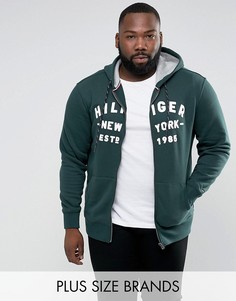 Худи темно-зеленого цвета с молнией и логотипом Tommy Hilfiger PLUS - Зеленый