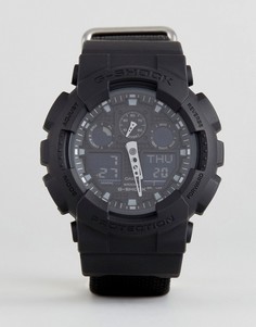 Черные цифровые часы с парусиновым ремешком G-Shock GA-100BBN-1AER - Черный