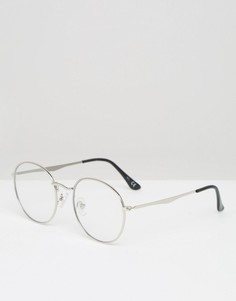 Серебристые очки с круглыми прозрачными стеклами Jeepers Peepers - Серебряный