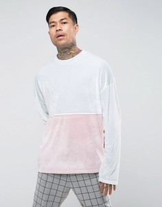 Оверсайз-лонгслив в стиле колор блок ASOS - Синий