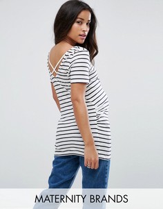 Футболка в полоску для беременных с перекрестной спинкой New Look Maternity - Синий