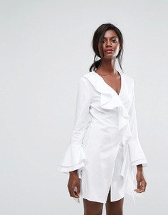 Платье с запахом и оборками C/Meo Collective Still Standing - Белый