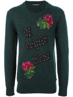 свитер с цветочной вышивкой  Dolce & Gabbana