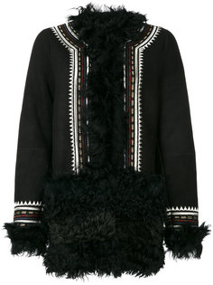 embroidered details shearling jacket  Bazar Deluxe