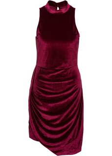 Асимметричное бархатистое платье (бордовый) Bonprix
