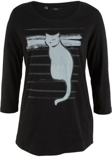 Футболка с рукавом 3/4 (черный с рисунком) Bonprix