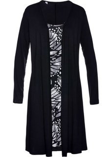 Трикотажное платье 2 в 1 (черный/белый с рисунком) Bonprix