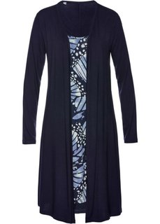 Трикотажное платье 2 в 1 (темно-синий/светлый камыш с рисунком) Bonprix
