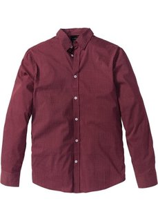 Рубашка Slim Fit с длинным рукавом (кленово-красный с узором) Bonprix