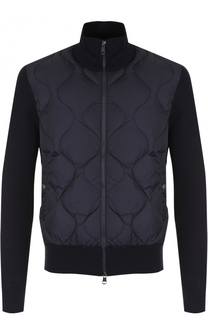 Шерстяной кардиган на молнии с пуховой отделкой Moncler
